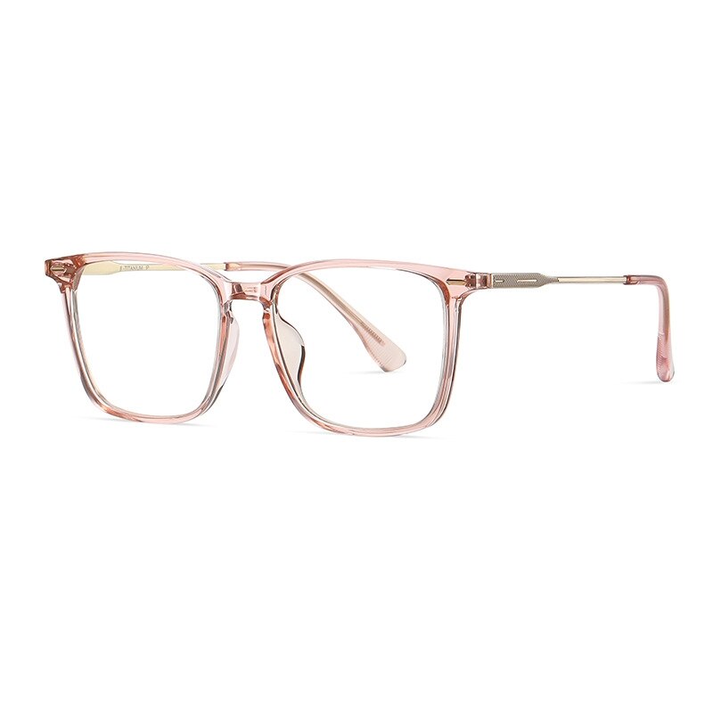 KatKani Unisex Full Rim Square Tr 90 Titanium Eyeglasses ST6201 Full Rim KatKani Eyeglasses Transparent Pink  