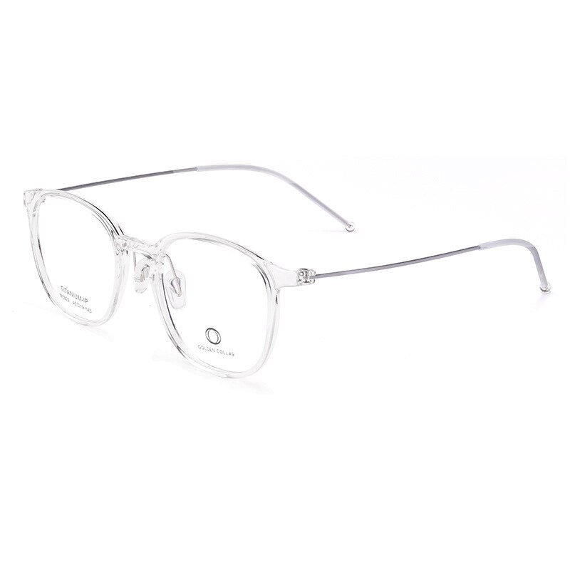Katkani Unisex Full Rim Small Round Acetate Titanium Eyeglasses 5822m Full Rim KatKani Eyeglasses Transparent  