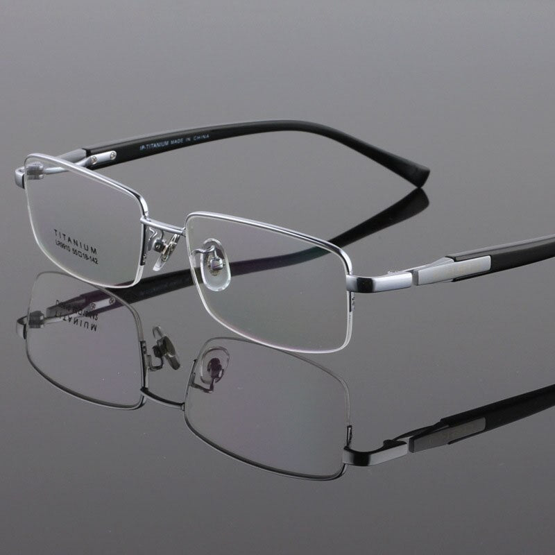 Hdcrafter Men's Semi Rim Square Titanium Eyeglasses Lr9910 Semi Rim Hdcrafter Eyeglasses   