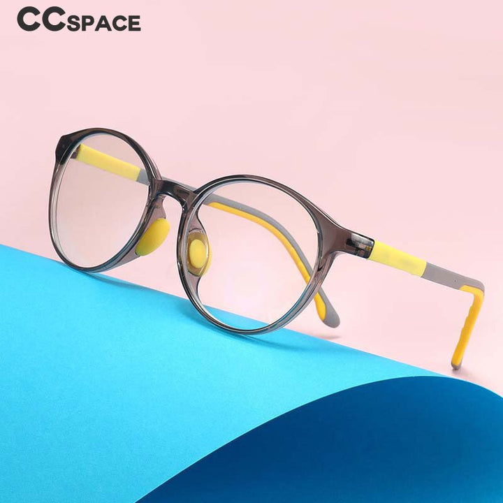 CCSpace Unisex Youth Full Rim Round Tr 90 Silicone Eyeglasses 54678 Full Rim CCspace   