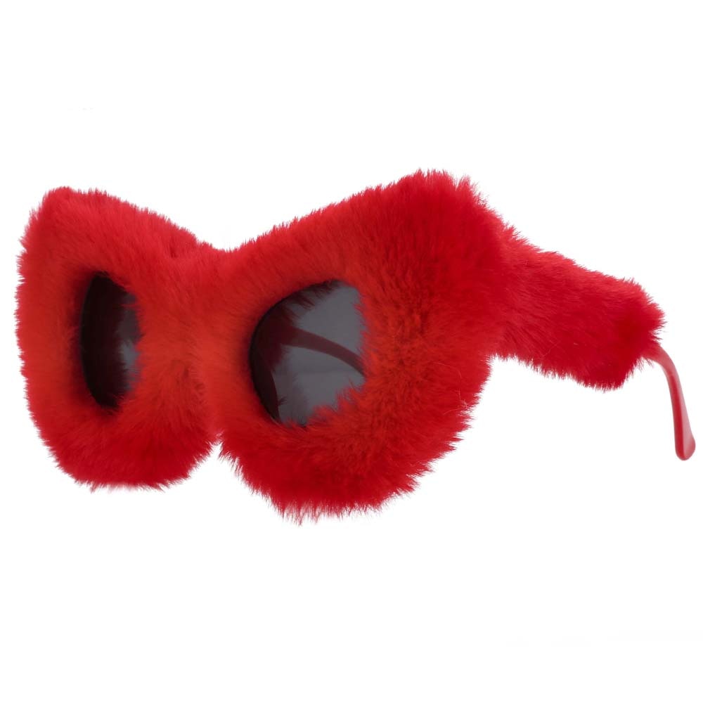 CCspace Women's Full Rim Velvet/Resin Cat Eye Sunglasses 54190 Sunglasses CCspace Sunglasses red  