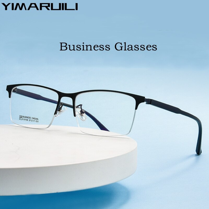 Yimaruili Men's Semi Rim Square Alloy Eyeglasses K9106 Semi Rim Yimaruili Eyeglasses   