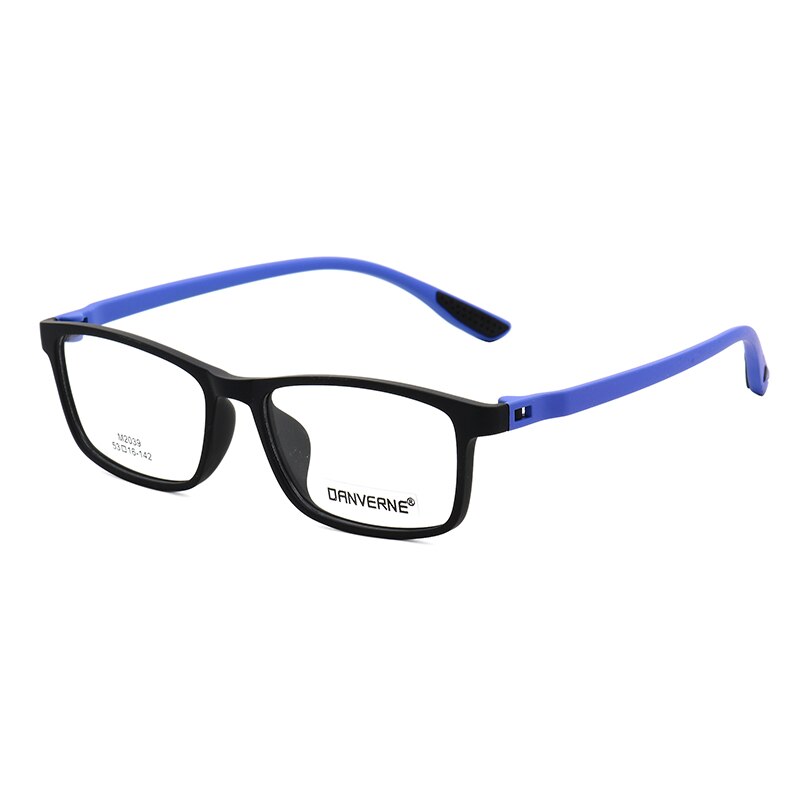Zirosat Unisex Full Rim Square Ultem Frame Eyeglasses M2039 Full Rim Zirosat black-blue  