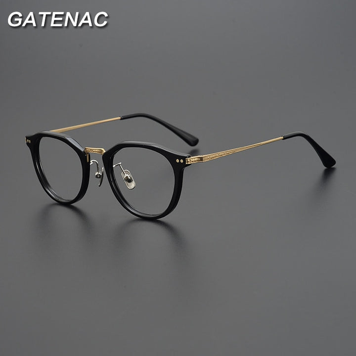 Gatenac Unisex Full Rim Round Square Titanium Eyeglasses Gxyj958 Full Rim Gatenac   
