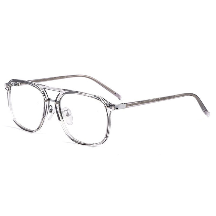 KatKani Unisex Full Rim Square Double Bridge Acetate Frame Eyeglasses Kbt98801 Full Rim KatKani Eyeglasses Transparent Gray  