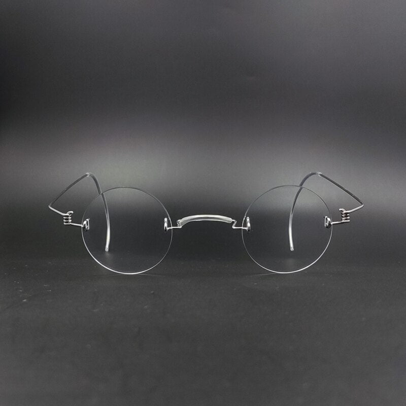 Yujo Unisex Rimless Small Round Stainless Steel Screwless Eyeglasses Customized Lens Options Rimless Yujo   