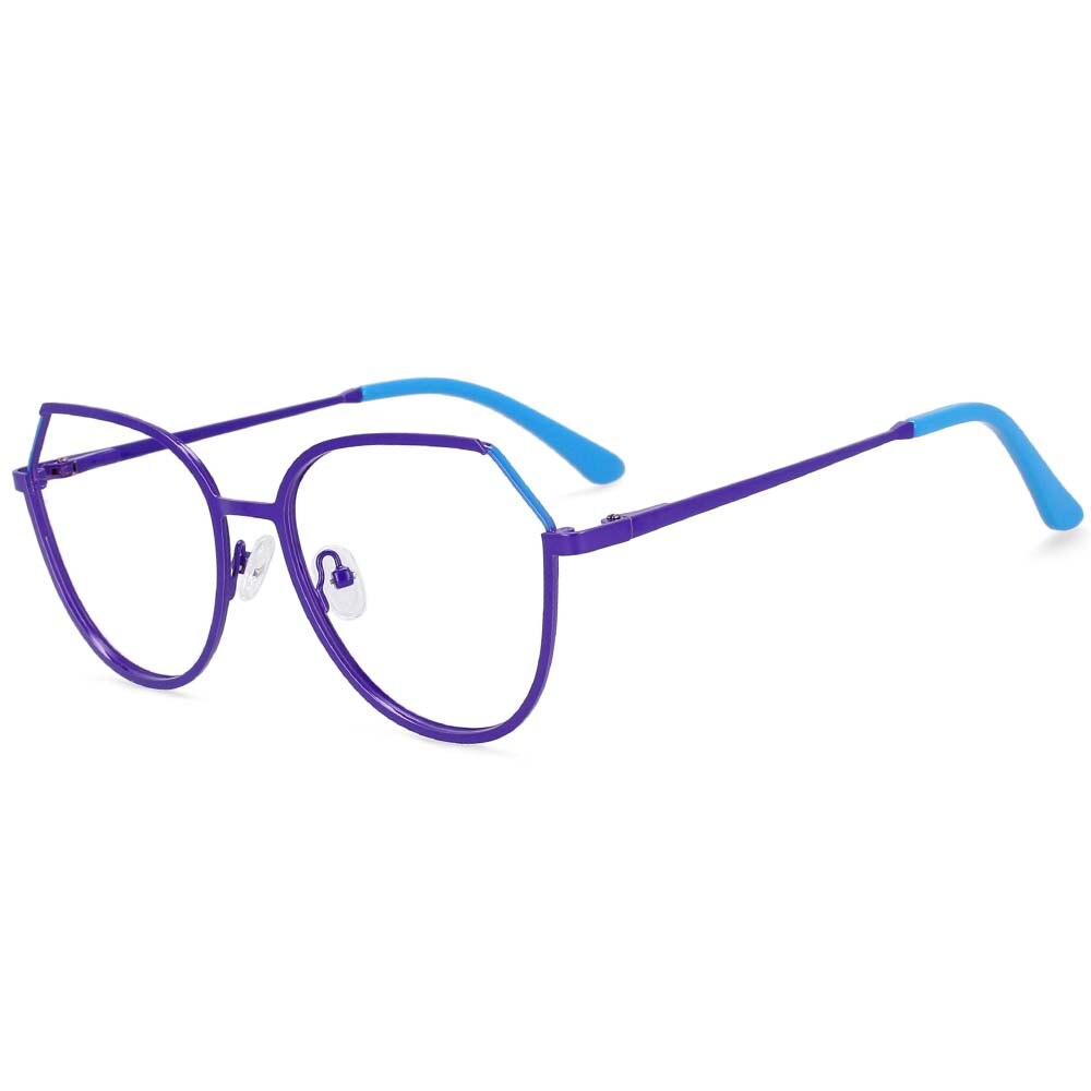 CCSpace Unisex Full Rim Round Cat Eye Alloy Frame Eyeglasses 54178 Full Rim CCspace purple-blue China 