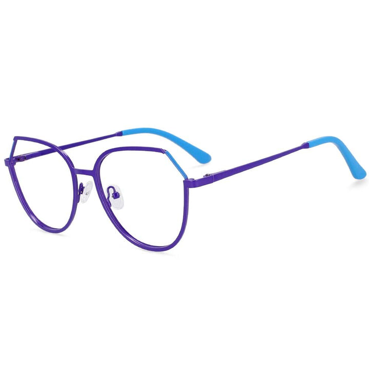 CCSpace Unisex Full Rim Round Cat Eye Alloy Frame Eyeglasses 54178 Full Rim CCspace purple-blue China 