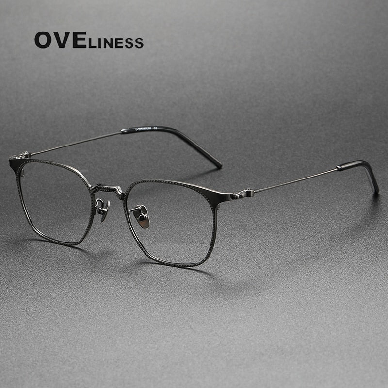 Oveliness Unisex Full Rim Square Titanium Eyeglasses 162 Full Rim Oveliness gun  