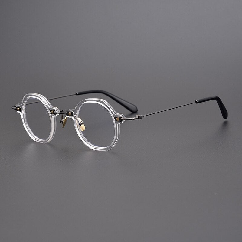 Gatenac Unisex Full Rim Round Titanium Acetate Frame Eyeglasses Gxyj807 Full Rim Gatenac Transparent  
