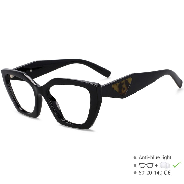 CCSpace Women's Full Rim Cat Eye Acetate Eyeglasses 55405 Full Rim CCspace Black China 