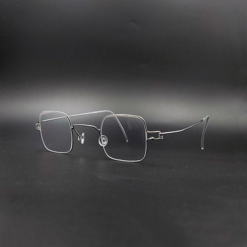 Yujo Unisex Full Rim Small Handcrafted Square Stainless Steel Eyeglasses Customized Lens Options Full Rim Yujo   