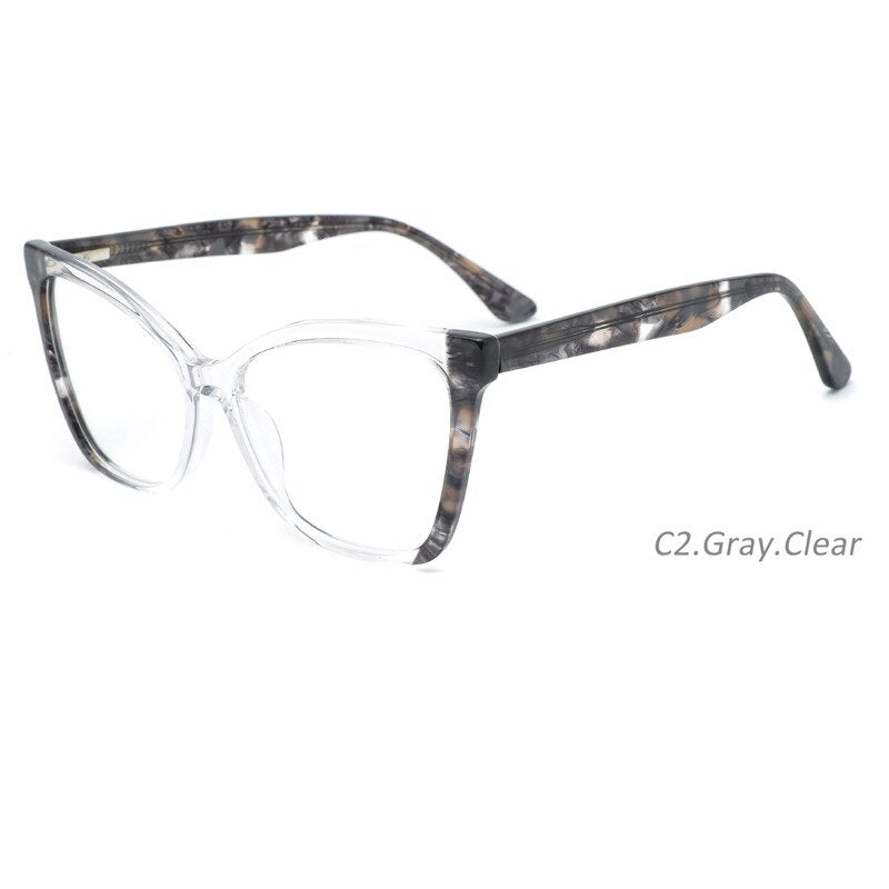 CCSpace Women's Full Rim Square Cat Eye Acetate Eyeglasses 55285 Full Rim CCspace Clear China 