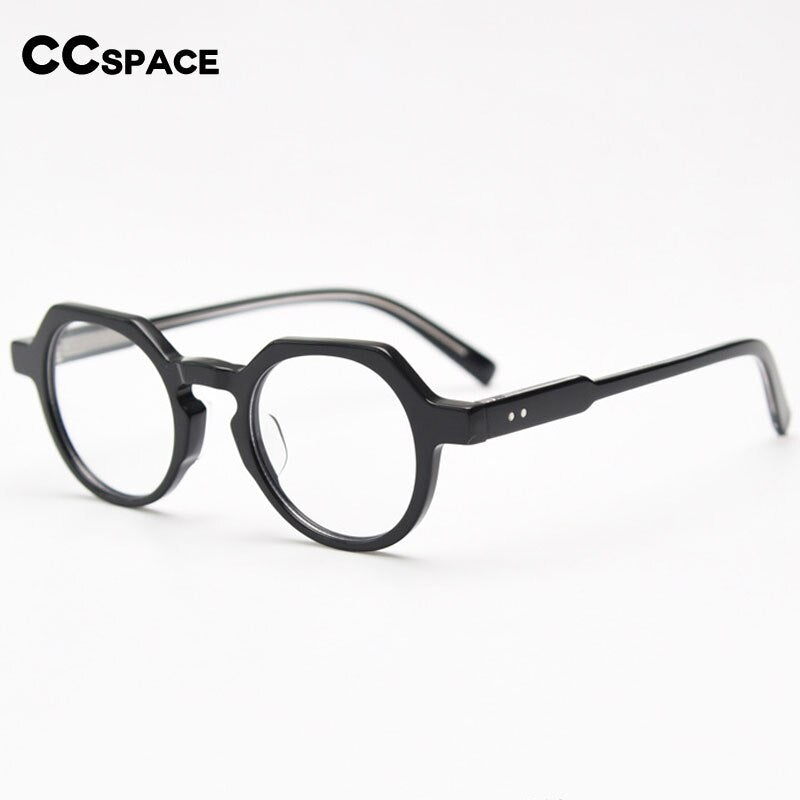 CCSpace Unisex Full Rim Polygon Acetate Eyeglasses 55273 Full Rim CCspace   