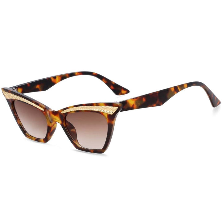 CCSpace Women's Full Rim Cat Eye Resin Frame Sunglasses 54307 Sunglasses CCspace Sunglasses Leopard 54307 