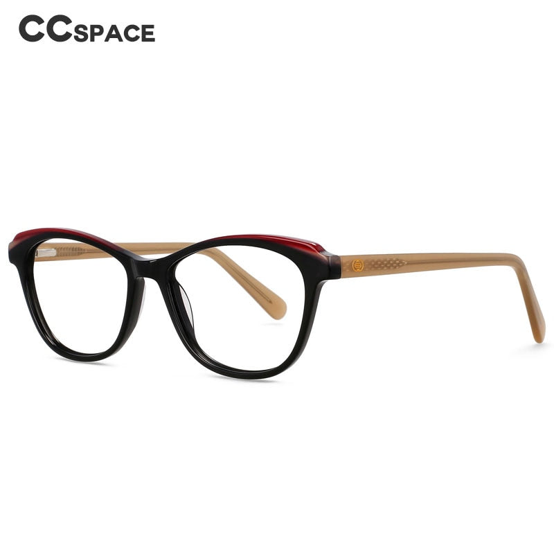 CCSpace Unisex Full Rim Small Square Cat Eye Acetate Eyeglasses 55571 Full Rim CCspace   
