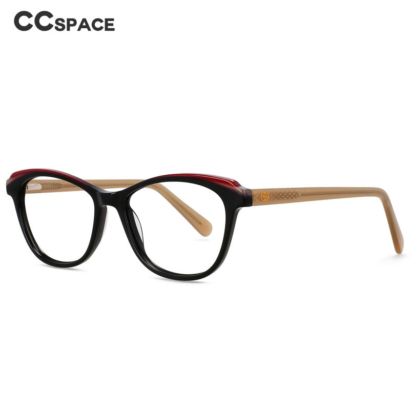 CCspace Unisex Full Rim Small Square Cat Eye Acetate Eyeglasses 55571 Full Rim CCspace   