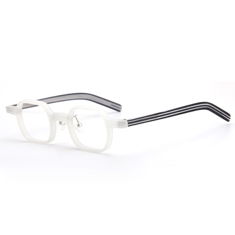 Muzz Unisex Full Rim Polygon Square Acetate Frames Eyeglasses Pes10 Full Rim Muzz white  