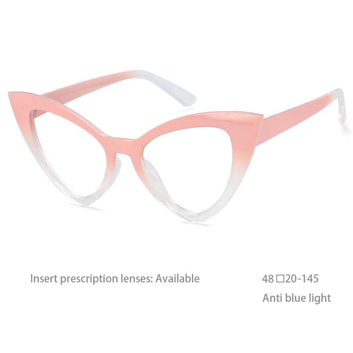 CCSpace Women's Full Rim Oversized Cat Eye Resin Frame Eyeglasses 54419 Full Rim CCspace China Pink 
