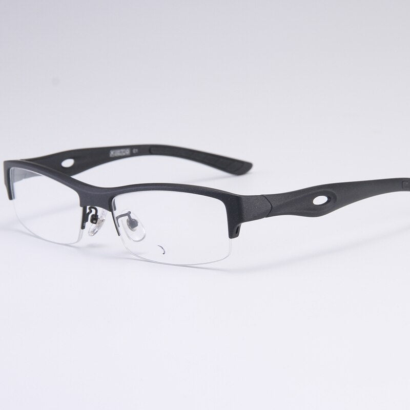Bclear Men's Semi Rim Rectangle Tr 90 Sport Eyeglasses My1077 Semi Rim Bclear All Black  