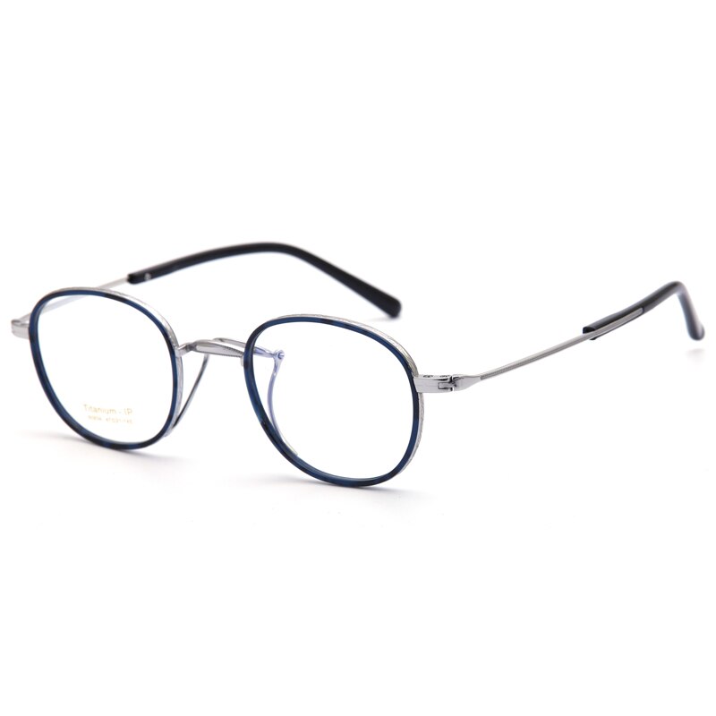 Muzz Unisex Full Rim Oval Round Titanium Frame Eyeglasses 1217 Full Rim Muzz Black Gold  
