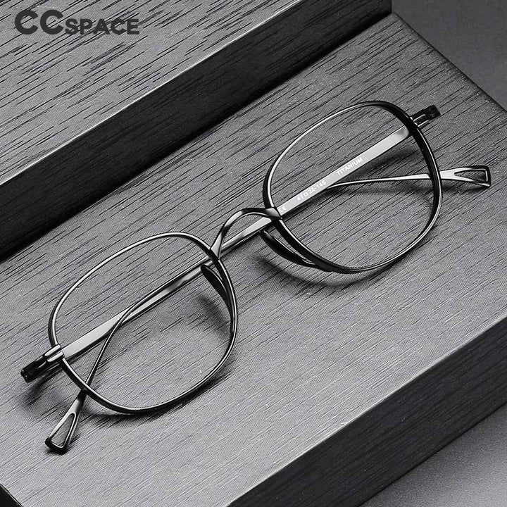 CCSpace Unisex Full Rim Hand Crafted Round Titanium Frame Eyeglasses 54595 Full Rim CCspace   