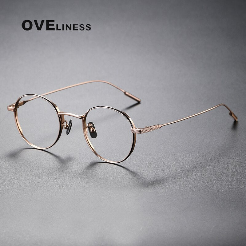 Oveliness Unisex Full Rim Round Titanium Eyeglasses 80806 Full Rim Oveliness rose gold  