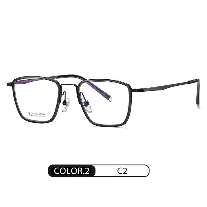 Hothcki Men's Full Rim Irregular Square Alloy Eyeglasses R2323 Full Rim Hotochki C2  
