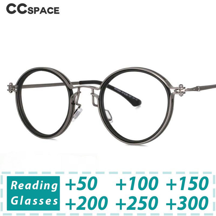 CCSpace Unisex Full Rim Round Alloy Reading Glasses R53813 Reading Glasses CCspace   