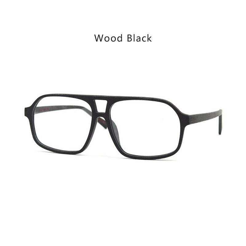 Hdcrafter Unisex Full Rim Big Square Double Bridge Wood Eyeglasses Ft8896 Full Rim Hdcrafter Eyeglasses Black  