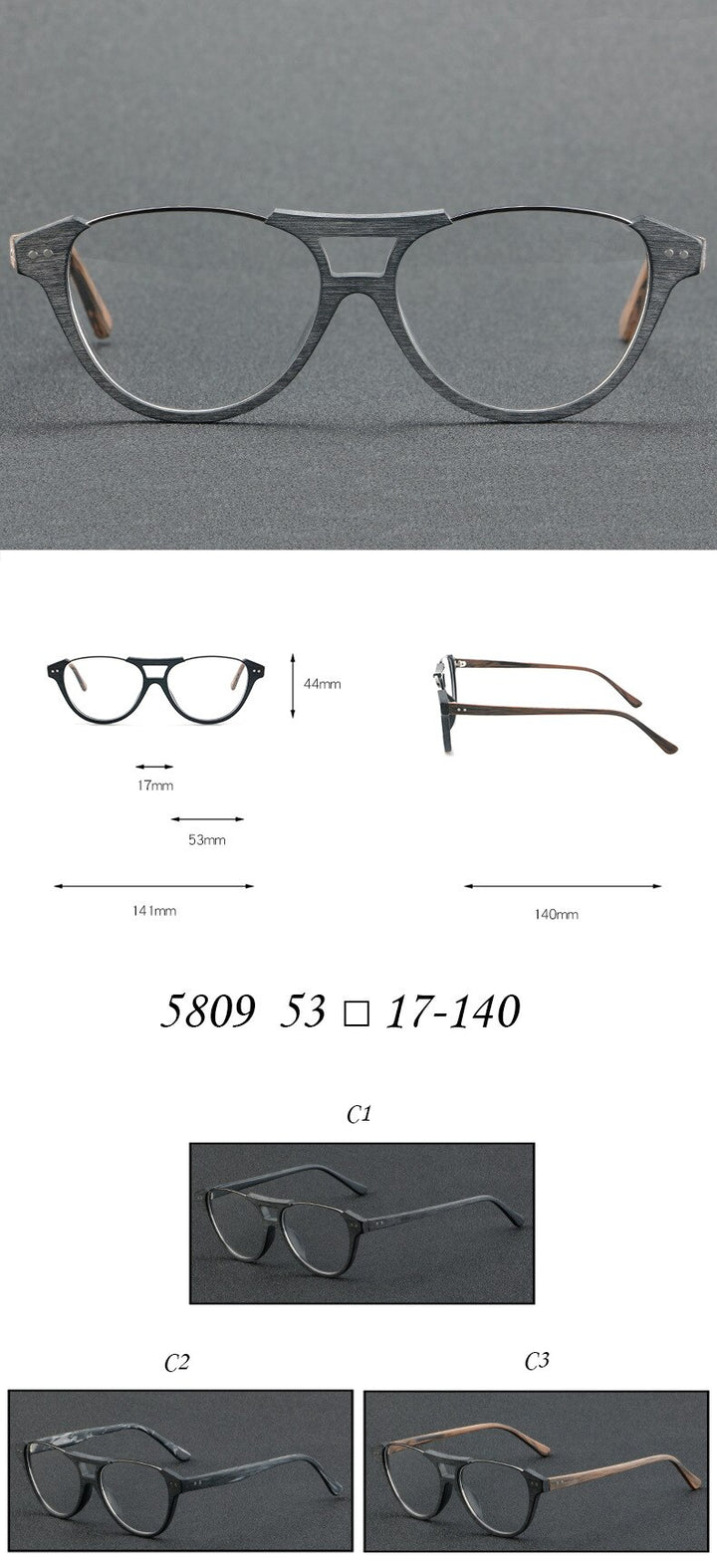 Cubojue Unisex Full Rim Oval Double Bridge Acetate Alloy Hyperopic Reading Glasses Cl004a Reading Glasses Cubojue   