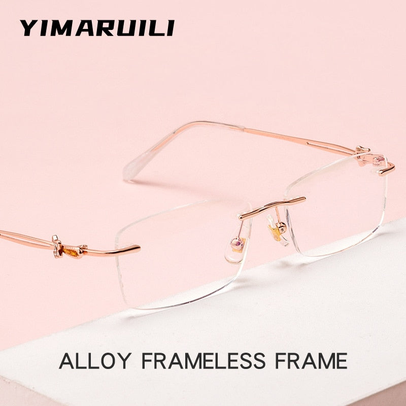 Yimaruili Women's Rimless Square Alloy Eyeglasses 98202WK Rimless Yimaruili Eyeglasses   