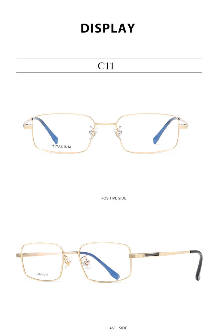 Hotochki Men's Full Rim Rectangle Titanium Ip Electroplated Frame Eyeglasses Pt2219 Full Rim Hotochki   