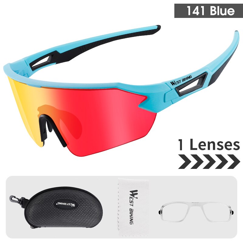 West Biking Unisex Semi Rim Tr 90 Polarized Sport Sunglasses YP0703141 Sunglasses West Biking 1Len Blue 141 UV400 -1Lens United States