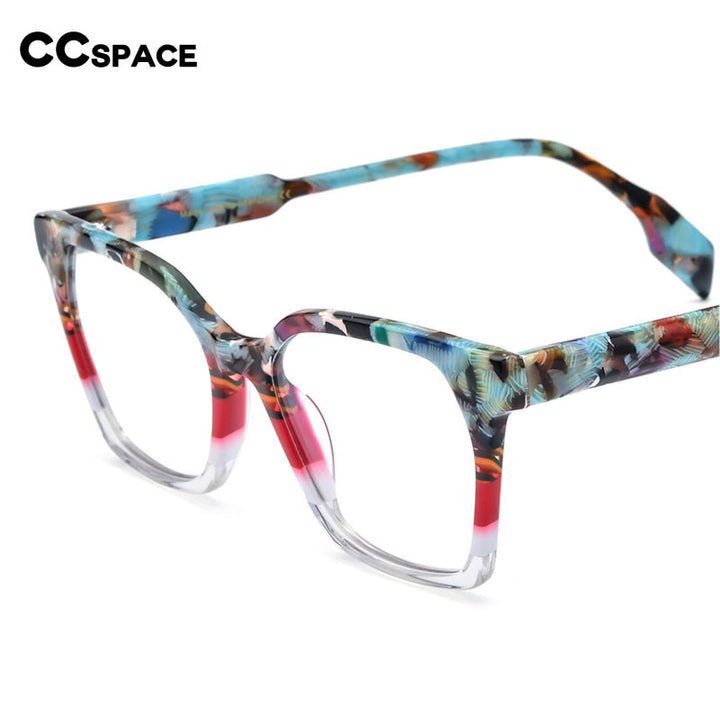 CCSpace Unisex Full Rim Square Acetate Eyeglasses 55167 Full Rim CCspace   