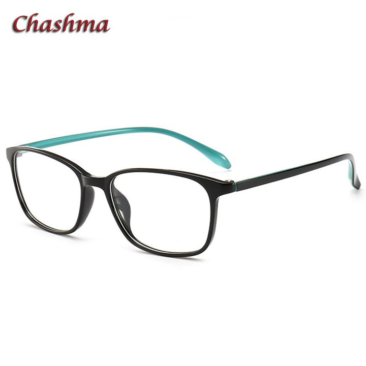 Chashma Women's Full Rim Square TR 90 Resin Titanium Frame Eyeglasses 6058 Full Rim Chashma Black Green  