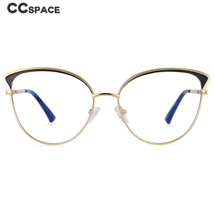 CCSpace Women's Full Rim Round Cat Eye Acetate Alloy Frame Eyeglasses 54239 Full Rim CCspace   