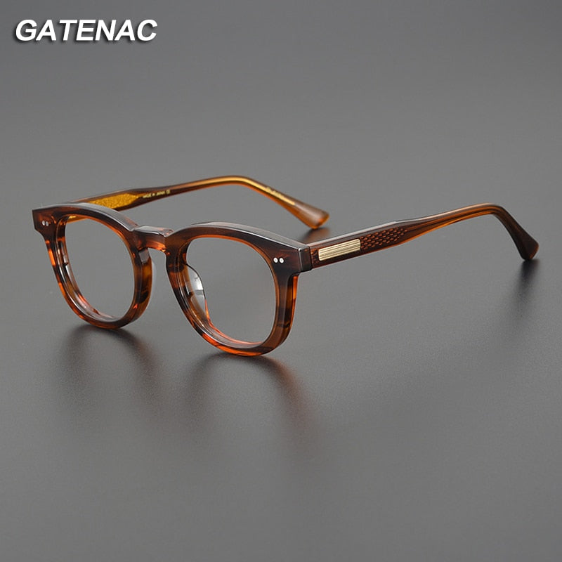 Gatenac Unisex Full Rim Square Round Acetate Eyeglasses Gxyj1078 Full Rim Gatenac   