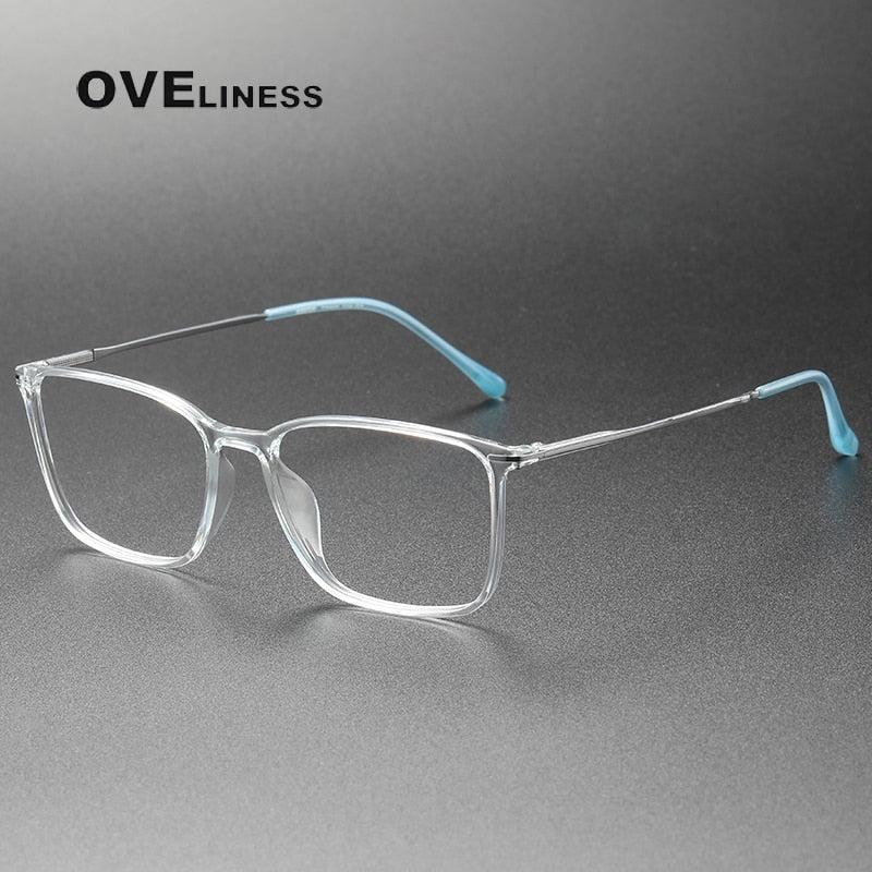 Oveliness Unisex Full Rim Square Acetate Titanium Eyeglasses 8636 Full Rim Oveliness transparent  