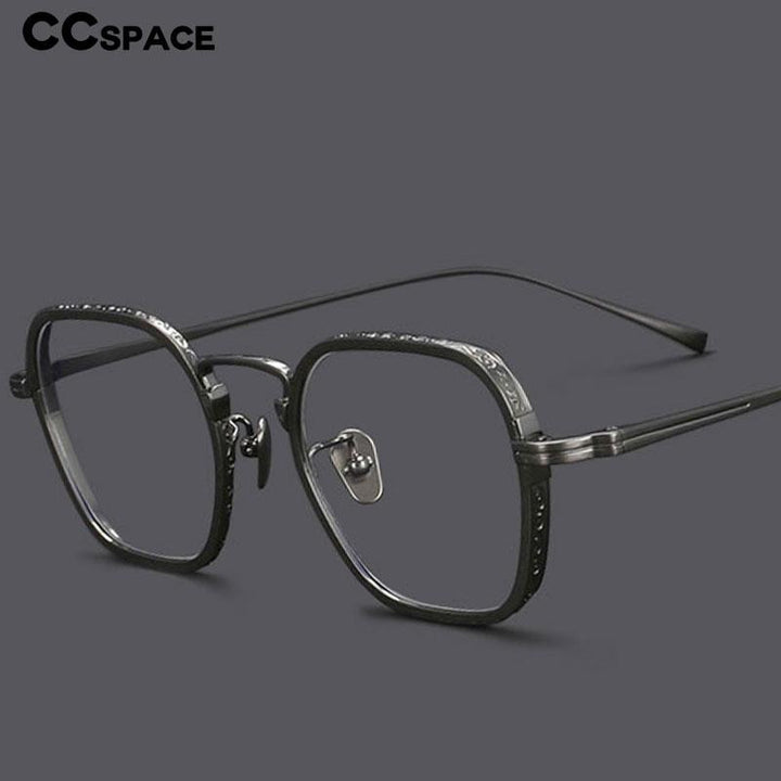 CCspace Unisex Full Rim Irregular Square Titanium Eyeglasses 54974 Full Rim CCspace   