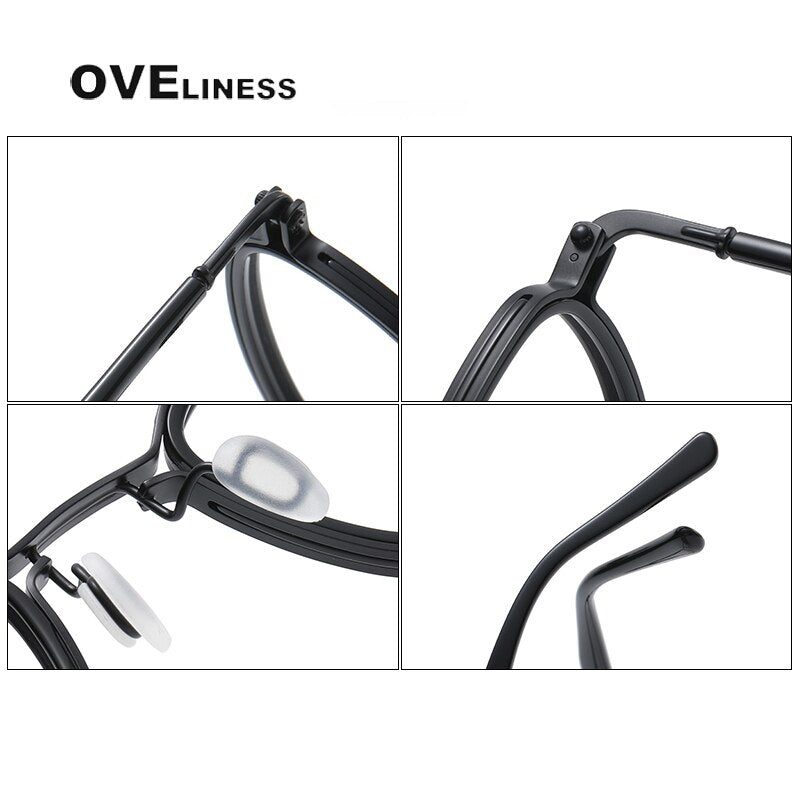Oveliness Unisex Full Rim Round Square Acetate Titanium Eyeglasses 5861 Full Rim Oveliness   