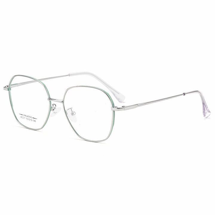Yimaruili Unisex Full Rim Polygon Square Alloy Frame Eyeglasses AC011 Full Rim Yimaruili Eyeglasses Green Silver  