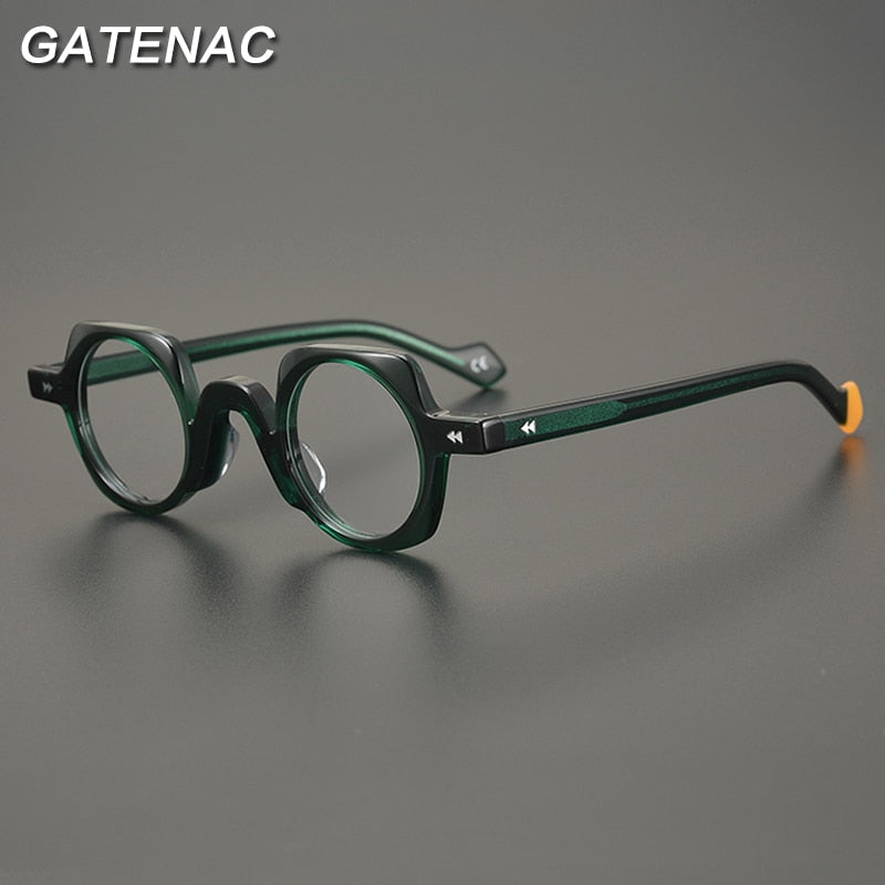 Gatenac Unisex Full Rim Small Round Square Acetate Eyeglasses Gxyj947 Full Rim Gatenac   
