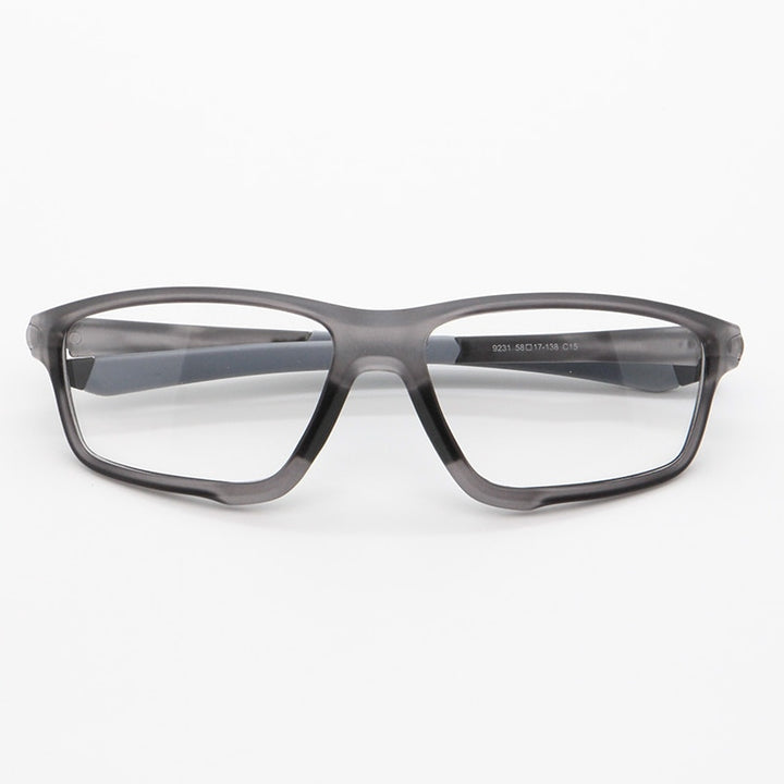 Bclear Unisex Full Rim Irregular Square Tr 90 Titanium Sport Eyeglasses 9231 Sport Eyewear Bclear Light gray  
