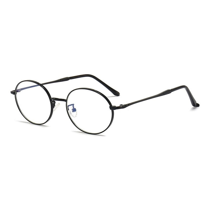 Hotochki Unisex Full Rim Oval Stainless Steel Alloy Eyeglasses L2226 Full Rim Hotochki BLACK  