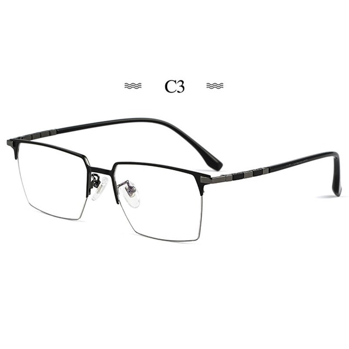 Hotochki Men's Full Rim Square Tr 90 Titanium Frame Eyeglasses T8632t Full Rim Hotochki C3  