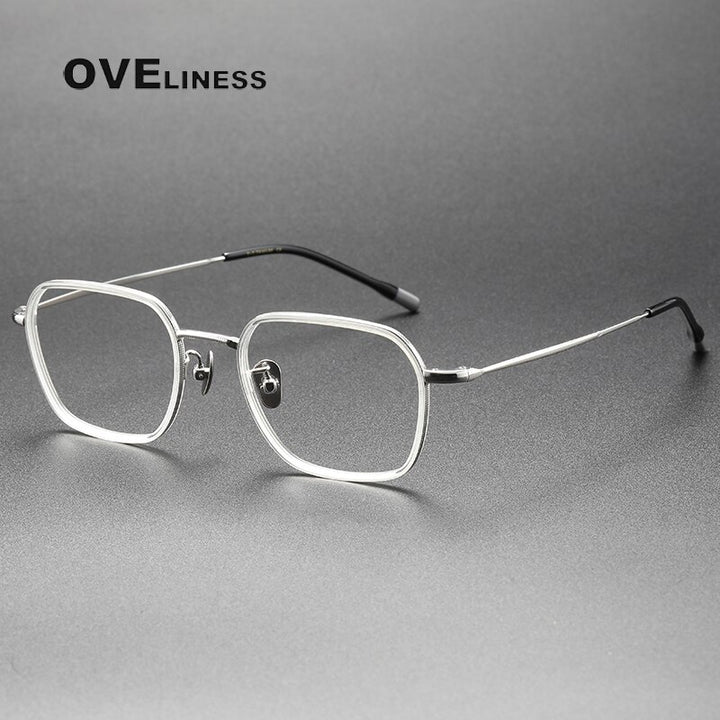 Oveliness Unisex Full Rim Square Acetate Titanium Eyeglasses 8508 Full Rim Oveliness transparent silver  