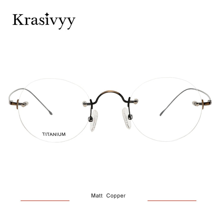 Krasivyy Women's Rimless Round Titanium Eyeglasses Kr8635 Rimless Krasivyy Matt Copper CN 