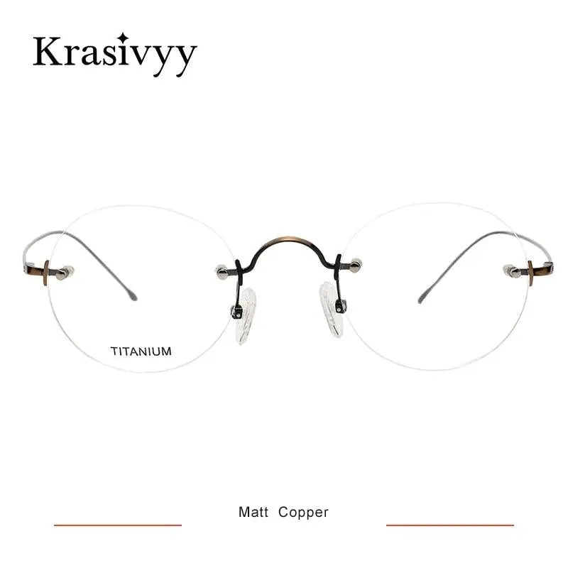 Krasivyy Women's Rimless Round Titanium Eyeglasses Kr8635.