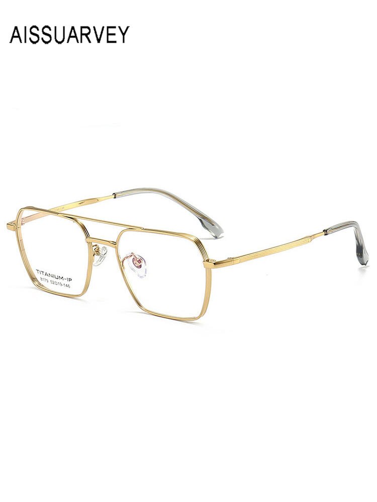 Aissuarvey Men's Full Rim Square Double Bridge Titanium Frame Men Eyeglasses 8179 Full Rim Aissuarvey Eyeglasses   